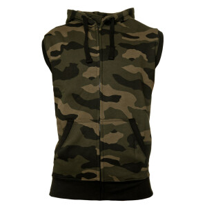 Heavy zipped Hoodie sleeveless XL Camo Gr&uuml;n/Braun