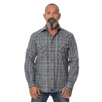 Mens Flannel Shirt Longsleeve Small Brown/Blue/Gray checkered