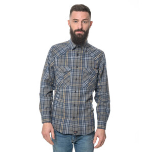 Mens Flannel Shirt Longsleeve Medium Brown/Blue/Gray checkered