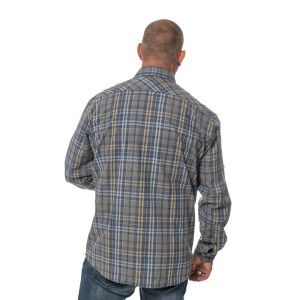 Mens Flannel Shirt Longsleeve Large Brown/Blue/Gray checkered