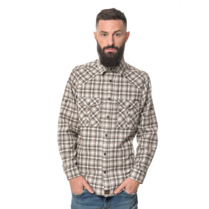 Mens Flannel Shirt Longsleeve XX-Large Brown/White checkered