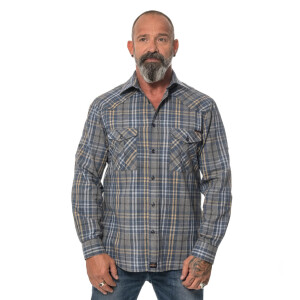 Mens Flannel Shirt Longsleeve XX-Large Brown/Blue/Gray checkered