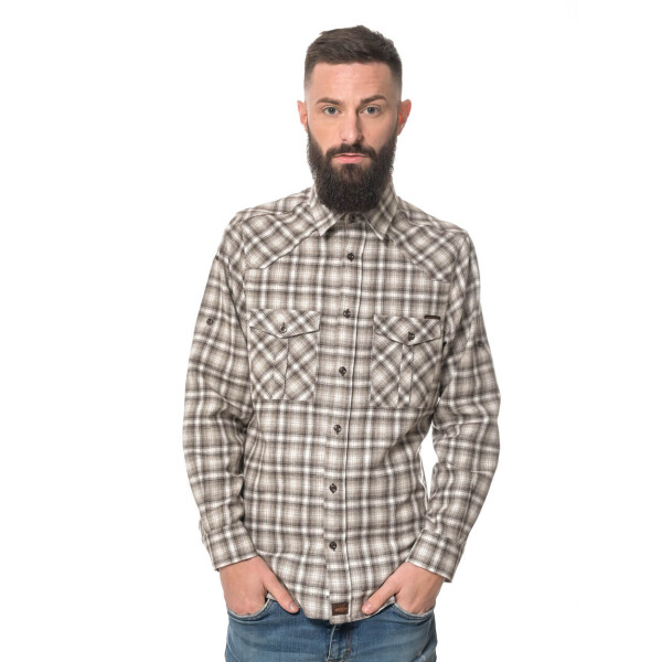Mens Flannel Shirt Longsleeve 3X-Large Brown/White checkered