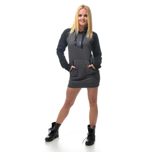 Hooded raglan Sweater Kleid Schwarz/Grau S
