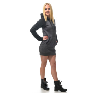 Hooded raglan Sweater Kleid Black/gray S