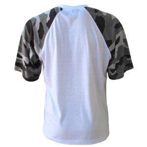 Herren Raglan Contrast T Logo Shirt White/Camo Grey XX-Large
