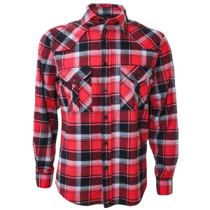 Mens Flannel Shirt Long Sleeve XX-Large Red / Black / White Plaid