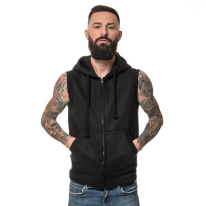 Heavy zipped hoodie sleeveless S Black