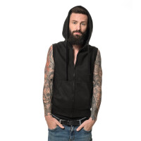 Heavy zipped hoodie sleeveless M Black