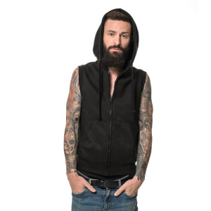 Heavy zipped hoodie sleeveless XL Black