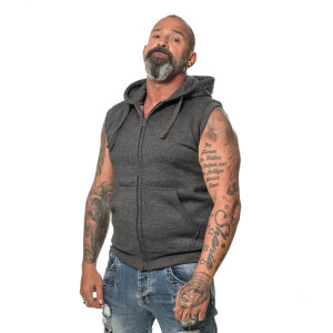 Heavy zipped hoodie sleeveless XL Dark heather Gray