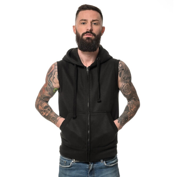 Heavy zipped hoodie sleeveless XXL black