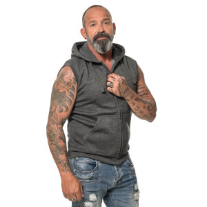 Heavy zipped hoodie sleeveless XXL Dark heather Gray